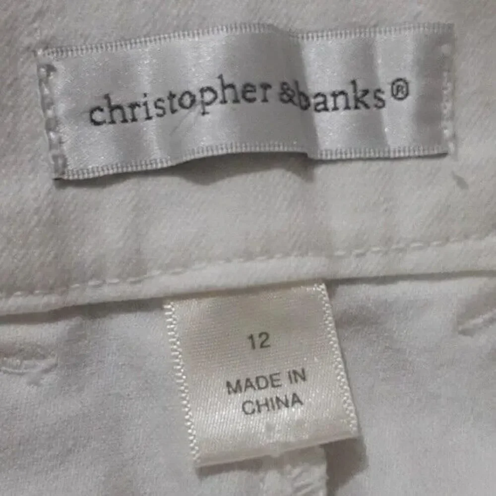 Christopher & Banks size 12 white cropped jeans - Picture 13 of 15